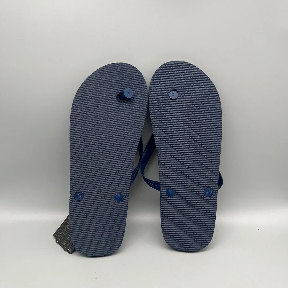 NWT Forever 21 Flip Flops Men's Large 45/46‎ Navy Blue Tropical Floral Hibiscus